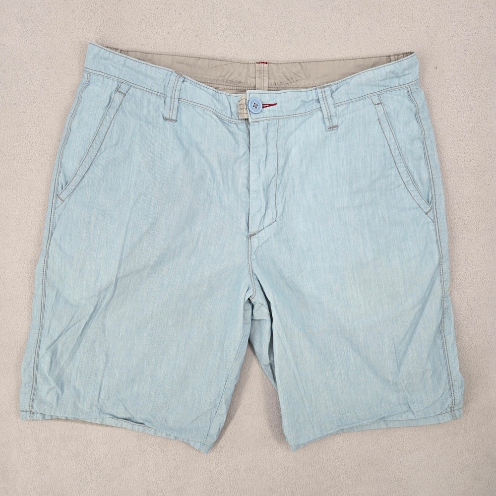 Howe Mens 34 Reversible Shorts Light Blue Stripe Grey Casual Summer Beach